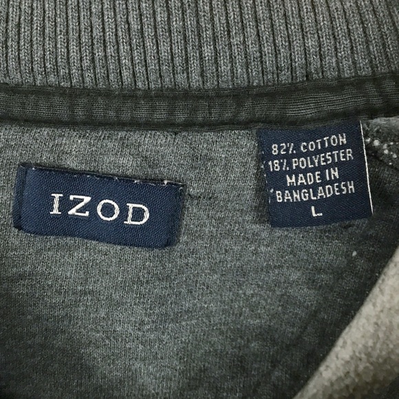 IZOD Pullover Sweatshirt Gray 1/4 Zip Size Large - Picture 5 of 6